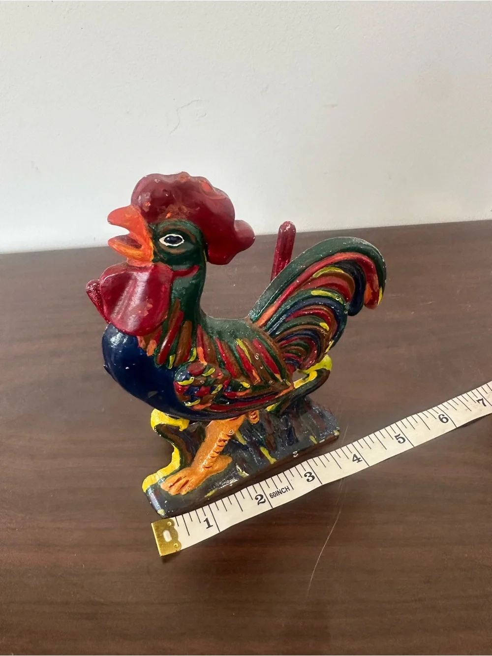 Vintage Multicolor Rooster Napkin Holder - brass